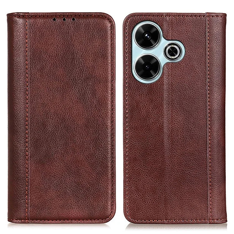 For Xiaomi Redmi 13 4G Wallet Case Litchi Texture Split Leather Phone Cover