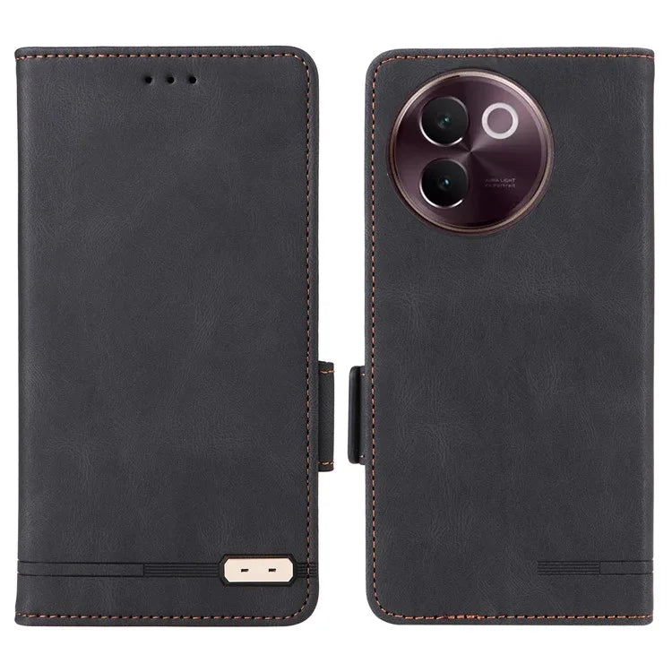 For vivo V30e 5G Case Leather Phone Cover Hardware Decor Folio Book Wallet