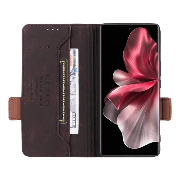 For vivo V30e 5G Case Leather Phone Cover Hardware Decor Folio Book Wallet