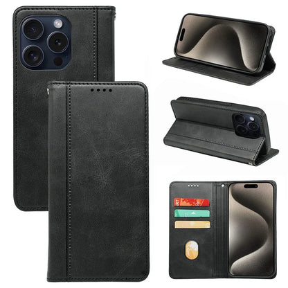 For iPhone 14 Pro Max Case Calf Texture Leather Magnetic Closing Phone Wallet Cover