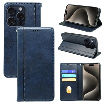 For iPhone 15 Pro Max Case Stand Strong Magnetic Leather Wallet Phone Cover