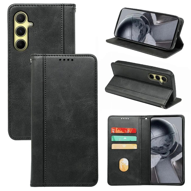 For Samsung Galaxy A14 4G / 5G Case Calf Texture Leather Wallet Phone Cover Stand Function