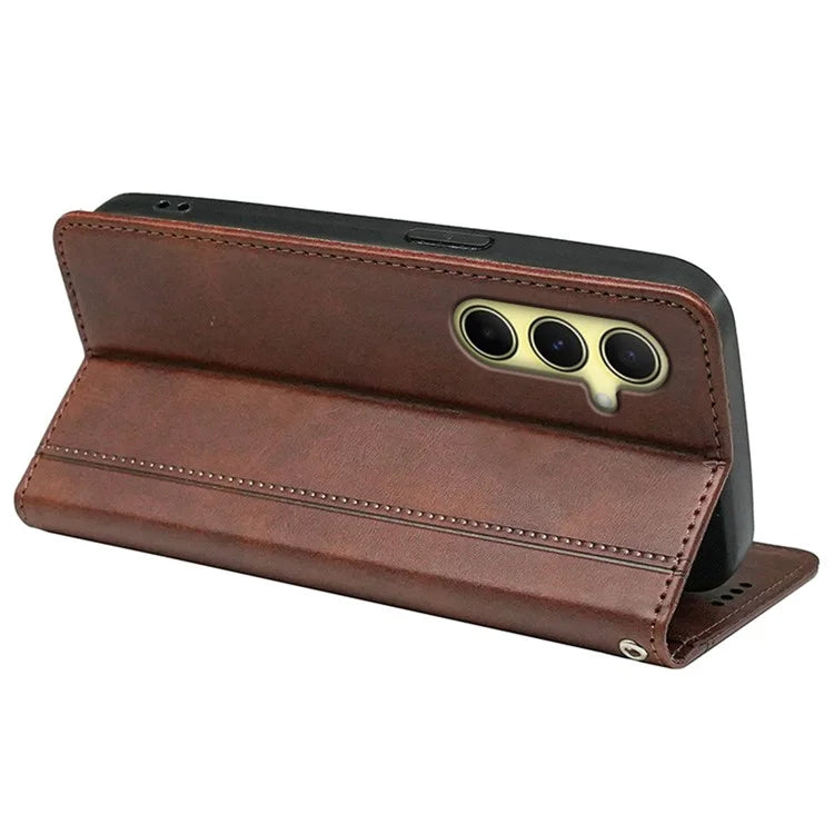 For Samsung Galaxy A15 4G / A15 5G Case Calf Texture PU Leather Phone Cover with Card Slots