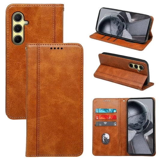 For Samsung Galaxy A05s 4G Phone Case Calf Texture Card Slots PU Leather Flip Cover