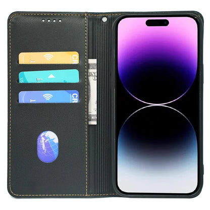 For iPhone 15 Pro Case Four-Leaf Clover Leather Flip Phone Cover