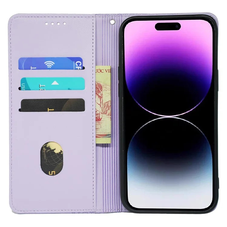 For iPhone 15 Pro Case Four-Leaf Clover Leather Flip Phone Cover