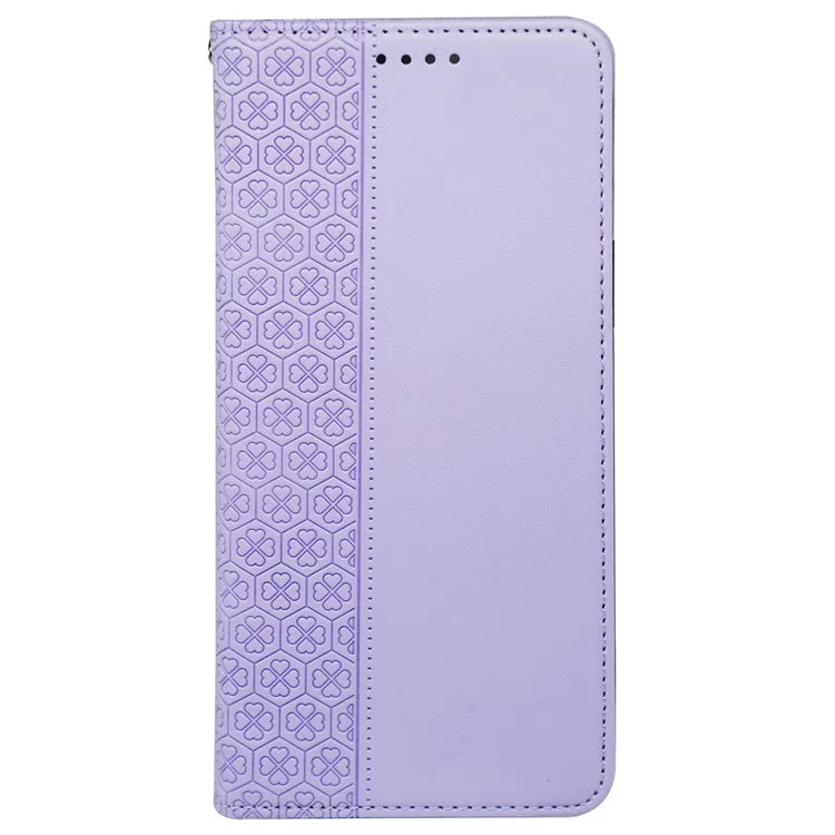 For iPhone 15 Pro Case Four-Leaf Clover Leather Flip Phone Cover