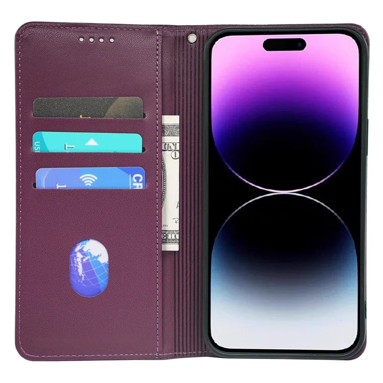 For iPhone 15 Pro Max Case Four-Leaf Clover Leather Flip Phone Cover