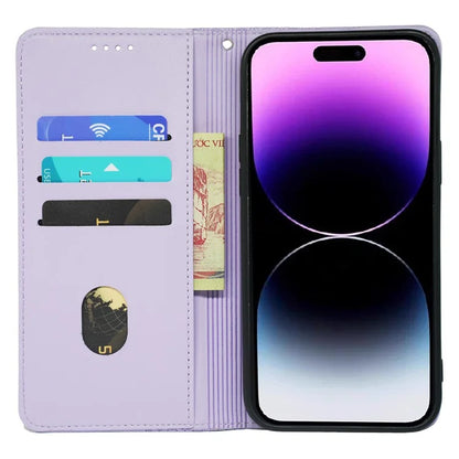 For iPhone 15 Pro Max Case Four-Leaf Clover Leather Flip Phone Cover