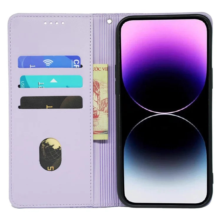 For iPhone 13 Pro Case Four-Leaf Clover Imprinted Leather Folio Phone Cover