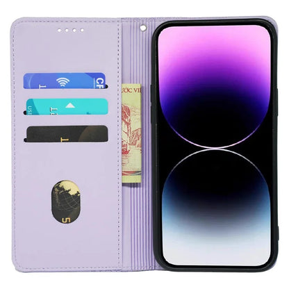 For iPhone 13 Pro Case Four-Leaf Clover Imprinted Leather Folio Phone Cover