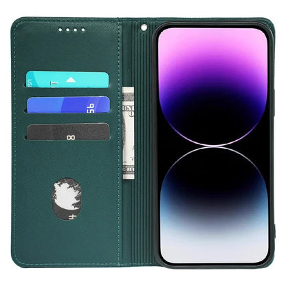 For iPhone 13 Pro Case Four-Leaf Clover Imprinted Leather Folio Phone Cover