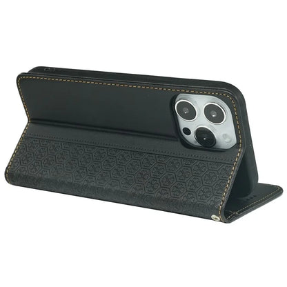 For iPhone 13 Pro Case Four-Leaf Clover Imprinted Leather Folio Phone Cover