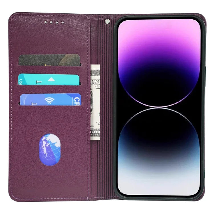 For iPhone 13 Pro Case Four-Leaf Clover Imprinted Leather Folio Phone Cover