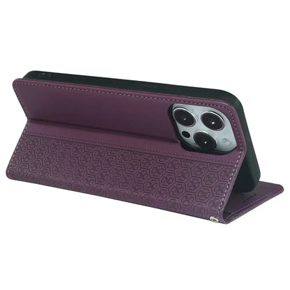 For iPhone 13 Pro Case Four-Leaf Clover Imprinted Leather Folio Phone Cover