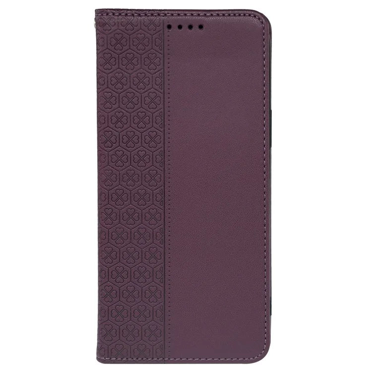 For iPhone 13 Pro Case Four-Leaf Clover Imprinted Leather Folio Phone Cover
