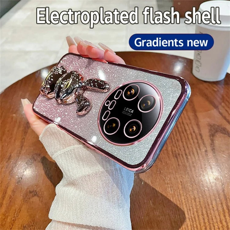 For Xiaomi 14 Ultra Case Electroplating Rabbit PC+TPU Phone Cover Hidden  Kickstand