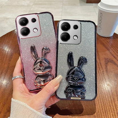For Xiaomi Redmi Note 13 Pro 4G / Poco M6 Pro 4G Case PC+TPU Phone Cover Glitter Cartoon Rabbit