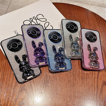 For Xiaomi Redmi A3 / Poco C61 4G Case with Bracket Cartoon Rabbit  PC+TPU Phone Cover