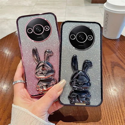 For Xiaomi Redmi A3 / Poco C61 4G Case with Bracket Cartoon Rabbit  PC+TPU Phone Cover
