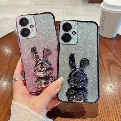 For Xiaomi Redmi 13C 5G / 13R 5G / Poco M6 5G Case PC+TPU Phone Cover Cartoon Rabbit Kickstand