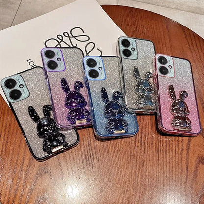 For Xiaomi Redmi 13C 5G / 13R 5G / Poco M6 5G Case PC+TPU Phone Cover Cartoon Rabbit Kickstand