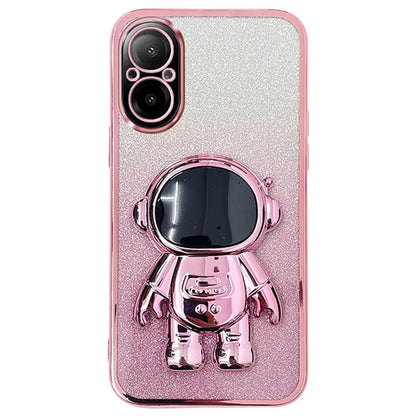 For Realme C67 4G Case Astronaut Kickstand PC+TPU Electroplating Phone Cover