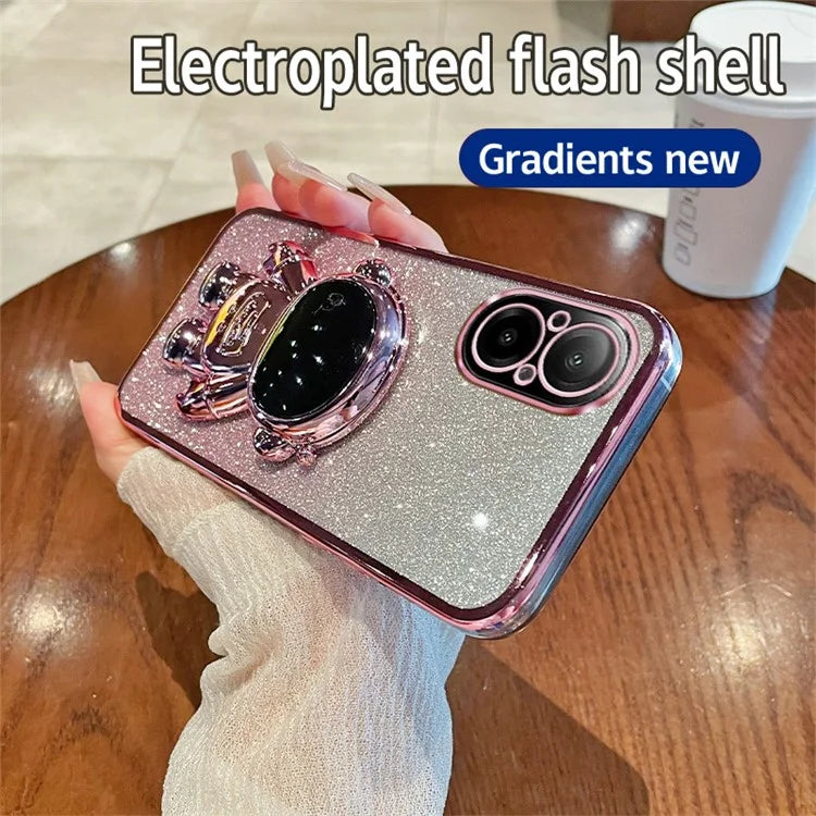 For Realme C67 4G Case Astronaut Kickstand PC+TPU Electroplating Phone Cover