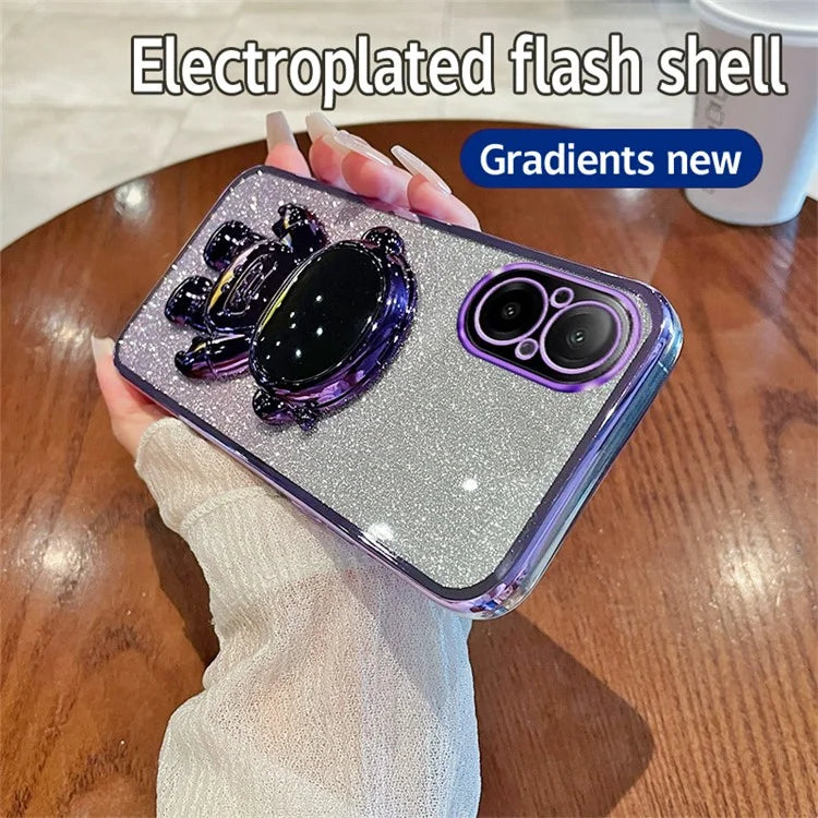 For Realme C67 4G Case Astronaut Kickstand PC+TPU Electroplating Phone Cover