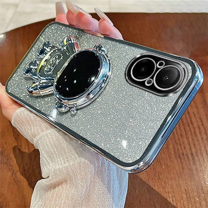 For Realme C67 4G Case Astronaut Kickstand PC+TPU Electroplating Phone Cover