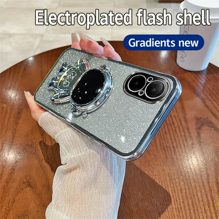 For Realme C67 4G Case Astronaut Kickstand PC+TPU Electroplating Phone Cover
