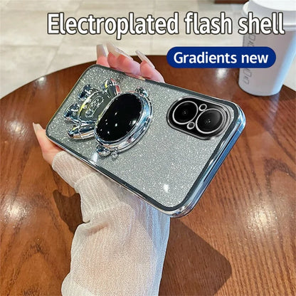 For Realme C67 4G Case Astronaut Kickstand PC+TPU Electroplating Phone Cover