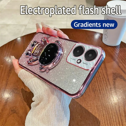 For Xiaomi Redmi 13C 5G / 13R 5G / Poco M6 5G Case Electroplated PC+TPU Phone Cover Astronaut Kickstand