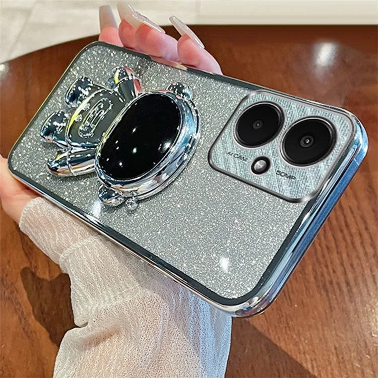 For Xiaomi Redmi 13C 5G / 13R 5G / Poco M6 5G Case Electroplated PC+TPU Phone Cover Astronaut Kickstand
