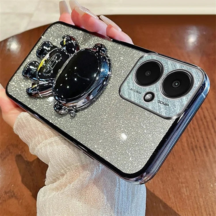 For Xiaomi Redmi 13C 5G / 13R 5G / Poco M6 5G Case Electroplated PC+TPU Phone Cover Astronaut Kickstand