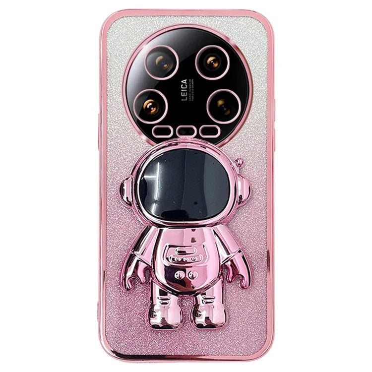 For Xiaomi 14 Ultra Case Astronaut Kickstand PC+TPU Glitter Phone Cover