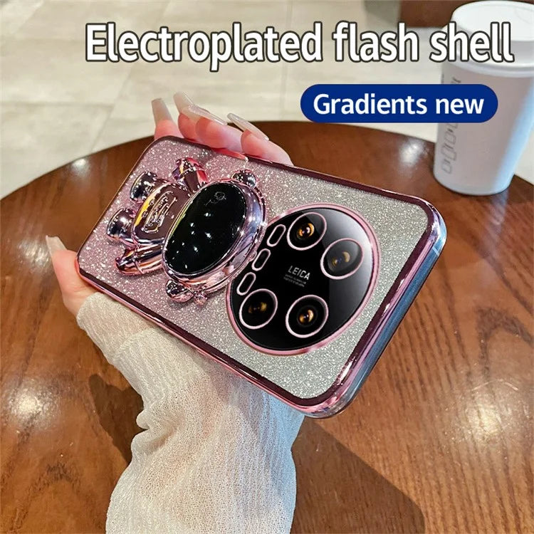 For Xiaomi 14 Ultra Case Astronaut Kickstand PC+TPU Glitter Phone Cover