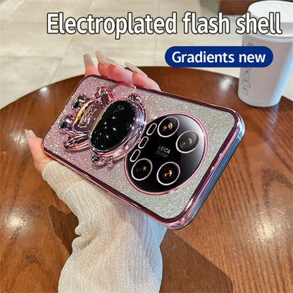 For Xiaomi 14 Ultra Case Astronaut Kickstand PC+TPU Glitter Phone Cover