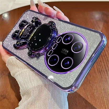 For Xiaomi 14 Ultra Case Astronaut Kickstand PC+TPU Glitter Phone Cover