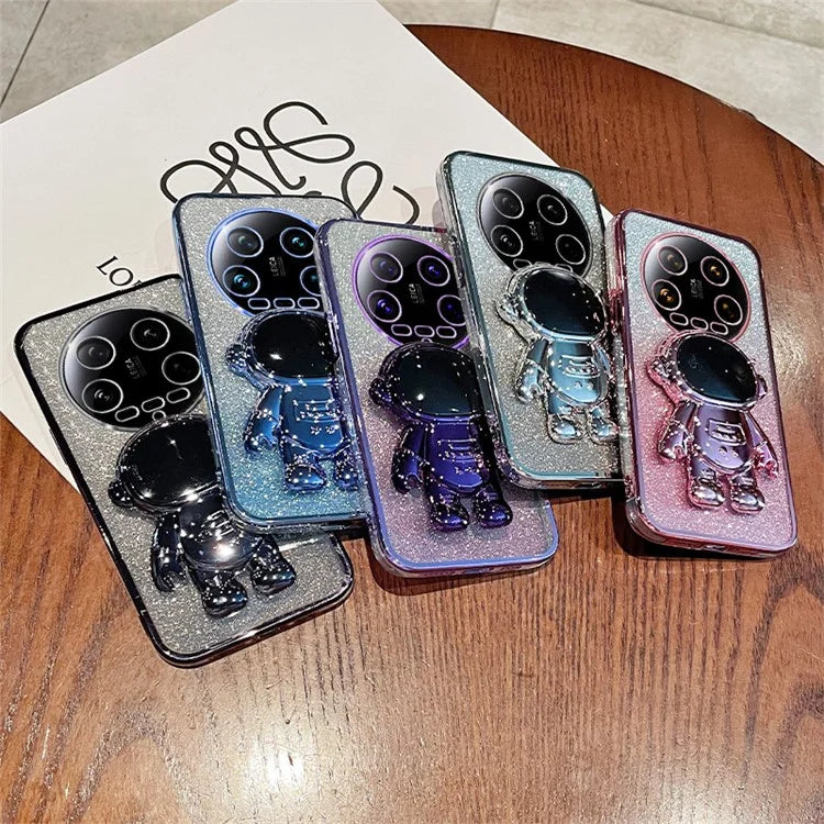 For Xiaomi 14 Ultra Case Astronaut Kickstand PC+TPU Glitter Phone Cover
