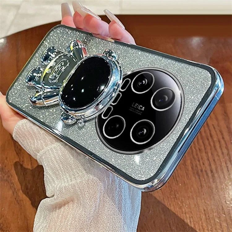 For Xiaomi 14 Ultra Case Astronaut Kickstand PC+TPU Glitter Phone Cover