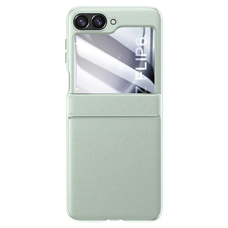 For Samsung Galaxy Z Flip6 5G Case Leather+PC Hinge Design Phone Cover with Rear Screen Film