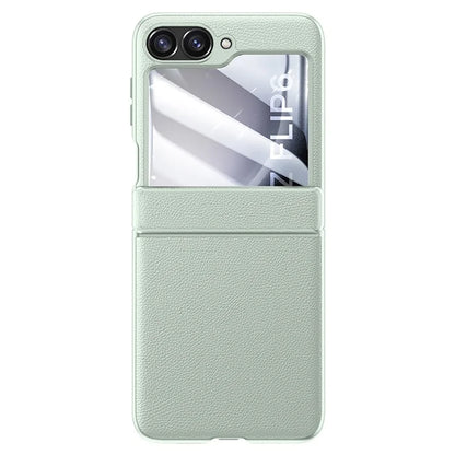For Samsung Galaxy Z Flip6 5G Case Leather+PC Hinge Design Phone Cover with Rear Screen Film
