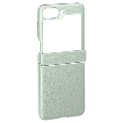 For Samsung Galaxy Z Flip6 5G Case Leather+PC Hinge Design Phone Cover with Rear Screen Film