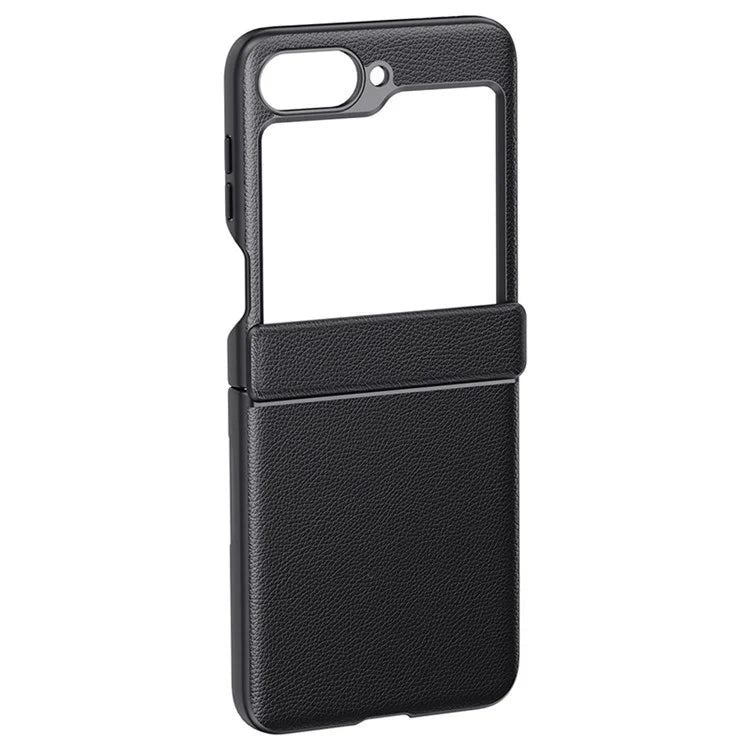 For Samsung Galaxy Z Flip6 5G Case Leather+PC Hinge Design Phone Cover with Rear Screen Film