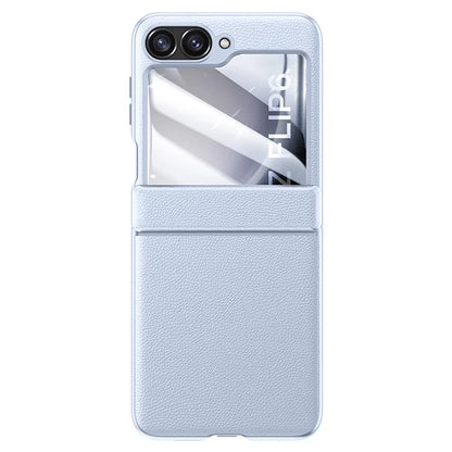 For Samsung Galaxy Z Flip6 5G Case Leather+PC Hinge Design Phone Cover with Rear Screen Film