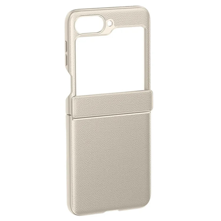 For Samsung Galaxy Z Flip6 5G Case Leather+PC Hinge Design Phone Cover with Rear Screen Film