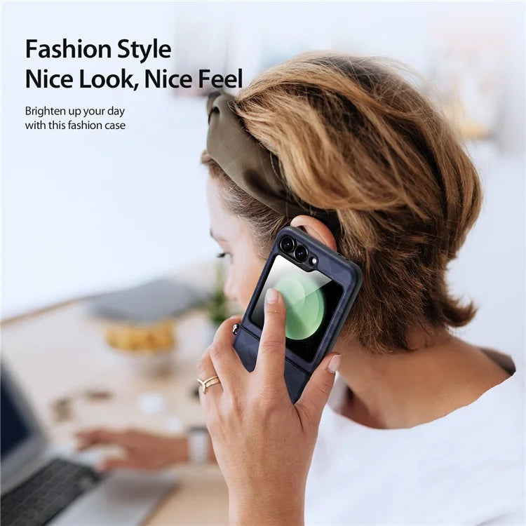DUX DUCIS Fitt Series for Samsung Galaxy Z Flip6 5G Case Rhombus Leather+TPU Phone Cover