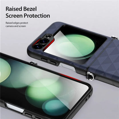 DUX DUCIS Fitt Series for Samsung Galaxy Z Flip6 5G Case Rhombus Leather+TPU Phone Cover