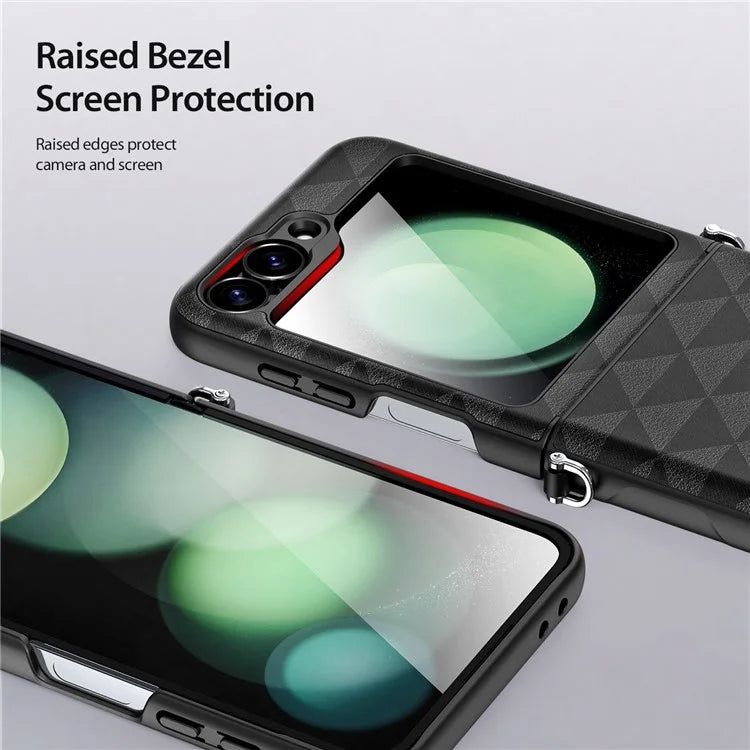DUX DUCIS Fitt Series for Samsung Galaxy Z Flip6 5G Case Rhombus Leather+TPU Phone Cover